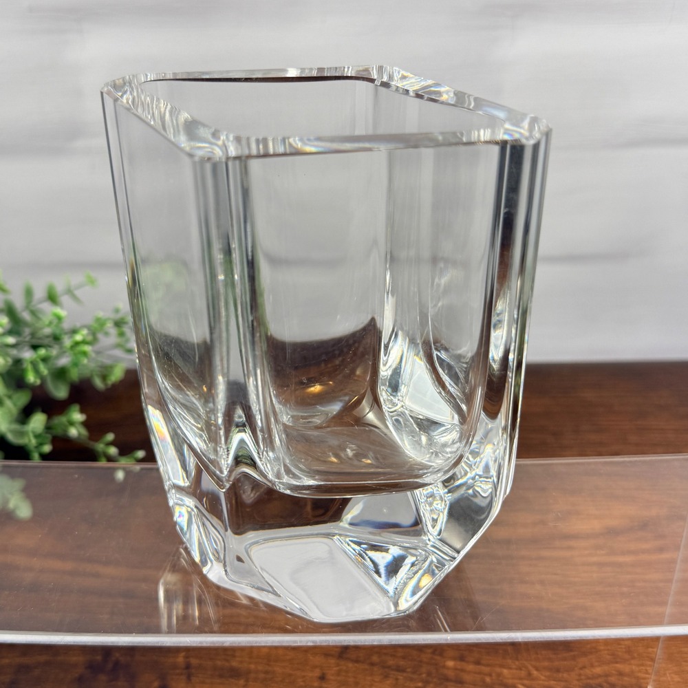 Kosta Boda Sigurd Persson Crystal Vase Signed Swedish Scandinavian Modern